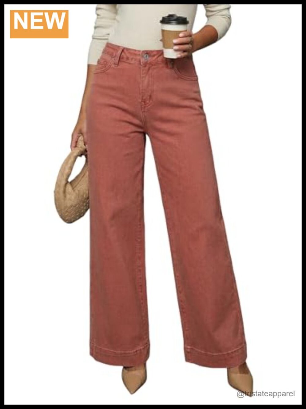 High Waisted Wide Leg Jeans Stretch Denim Pants